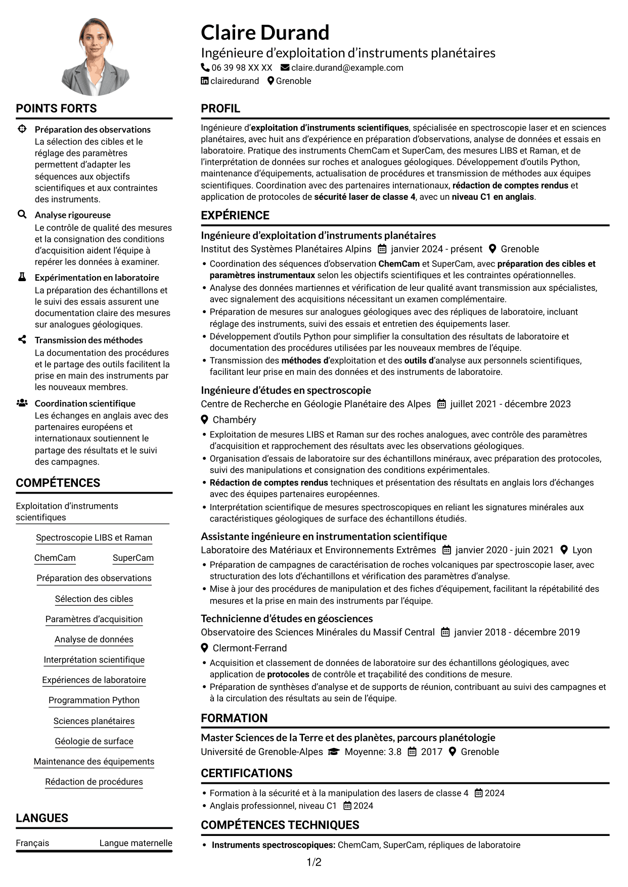 Exemple de CV — page 1