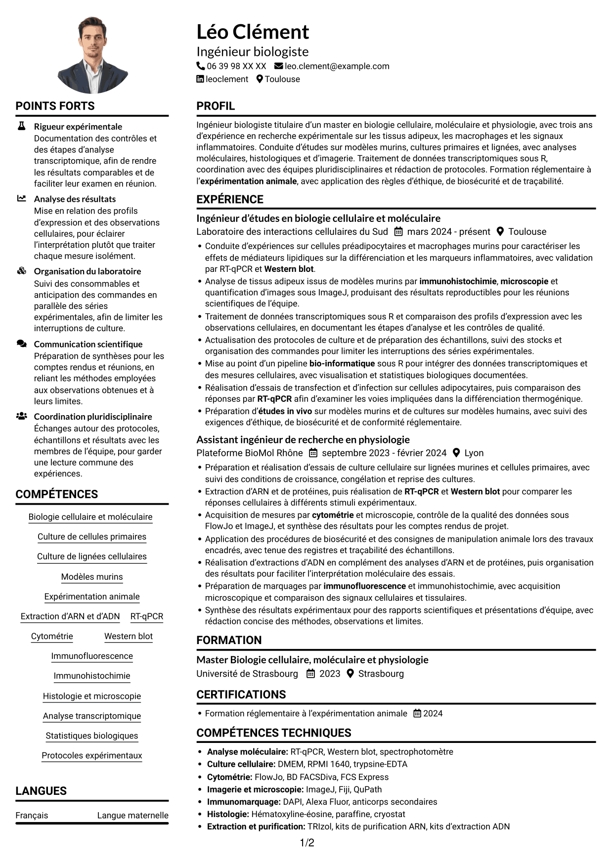 Exemple de CV — page 1