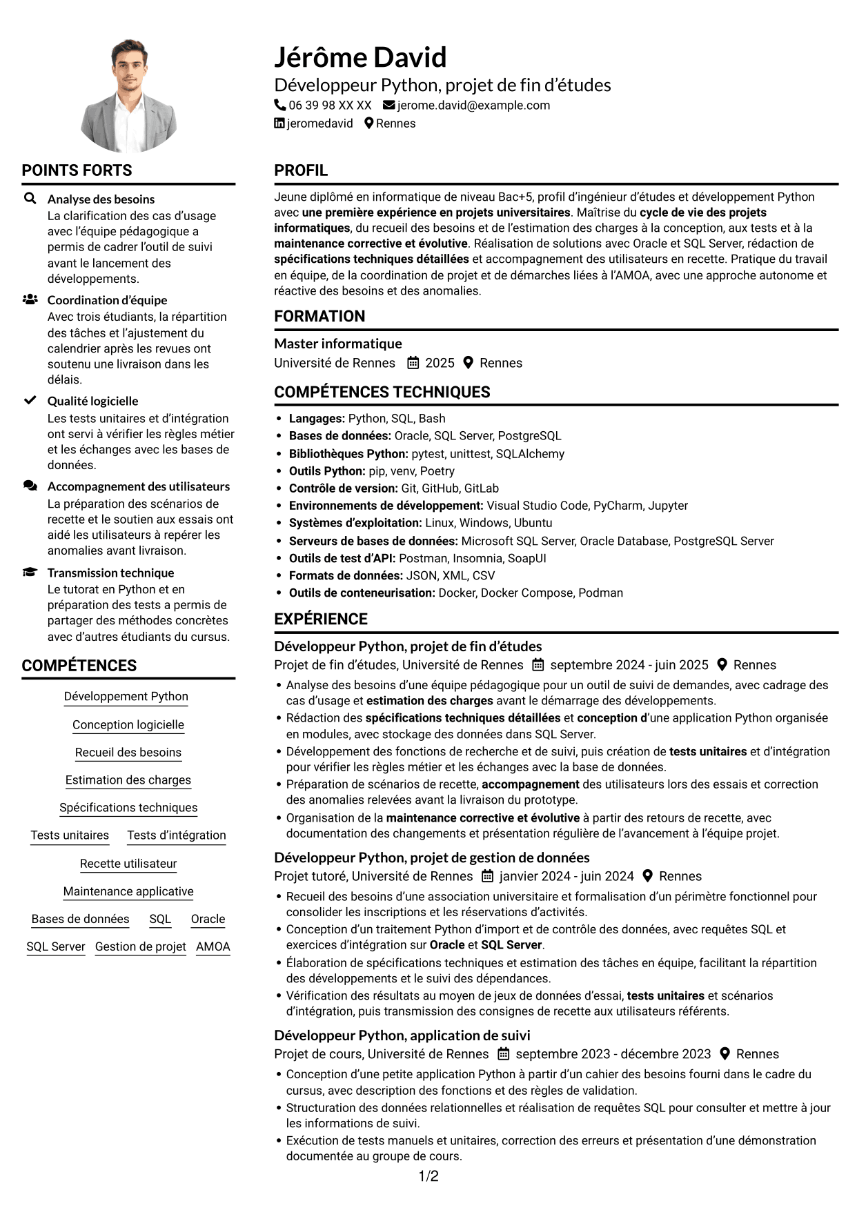 Exemple de CV — page 1