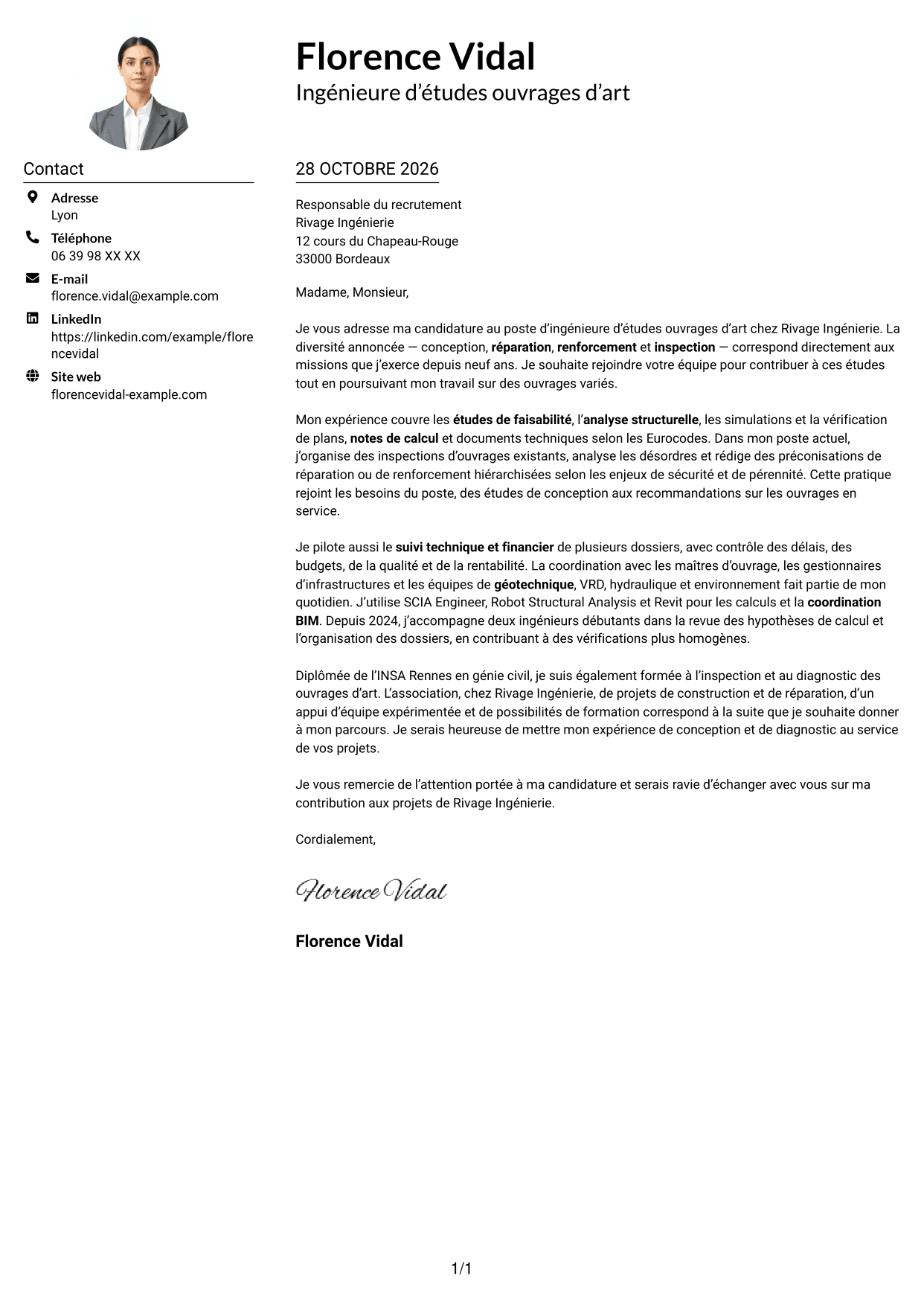 Exemple de lettre de motivation — page 1