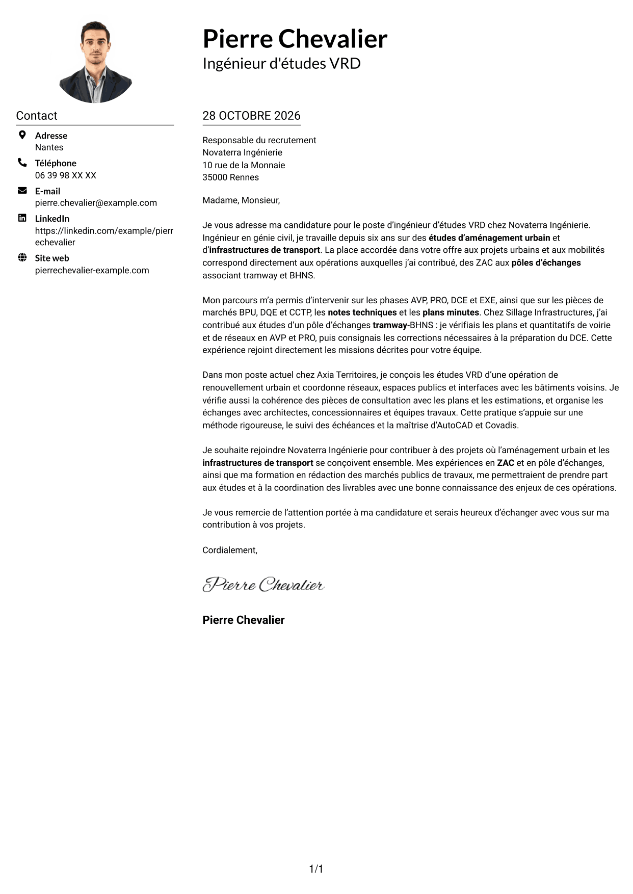 Exemple de lettre de motivation — page 1