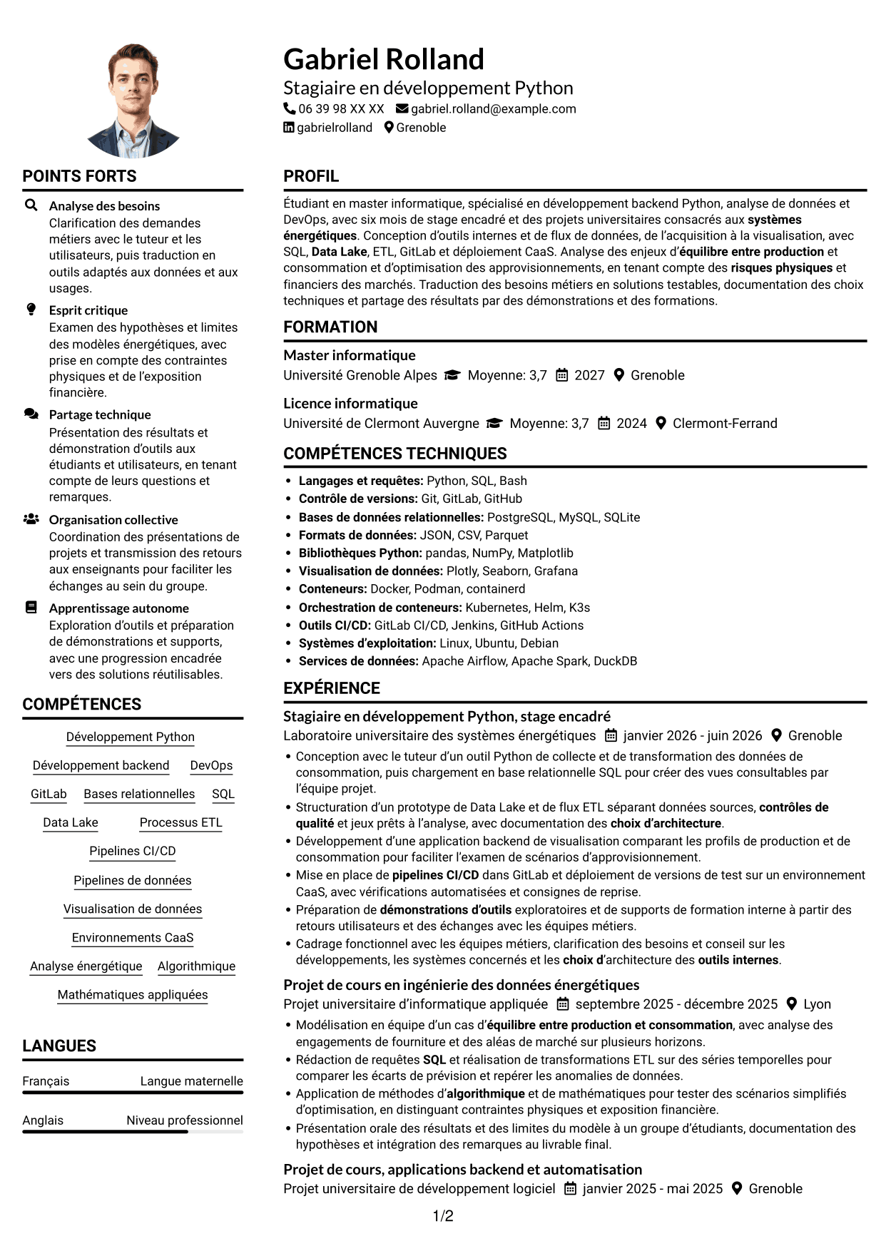 Exemple de CV — page 1