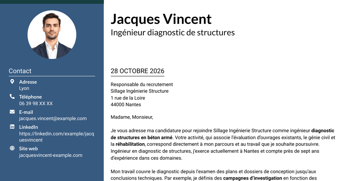 7 modèles de lettre de motivation pour Ingénieur diagnostic de structures en béton armé, avec exemples