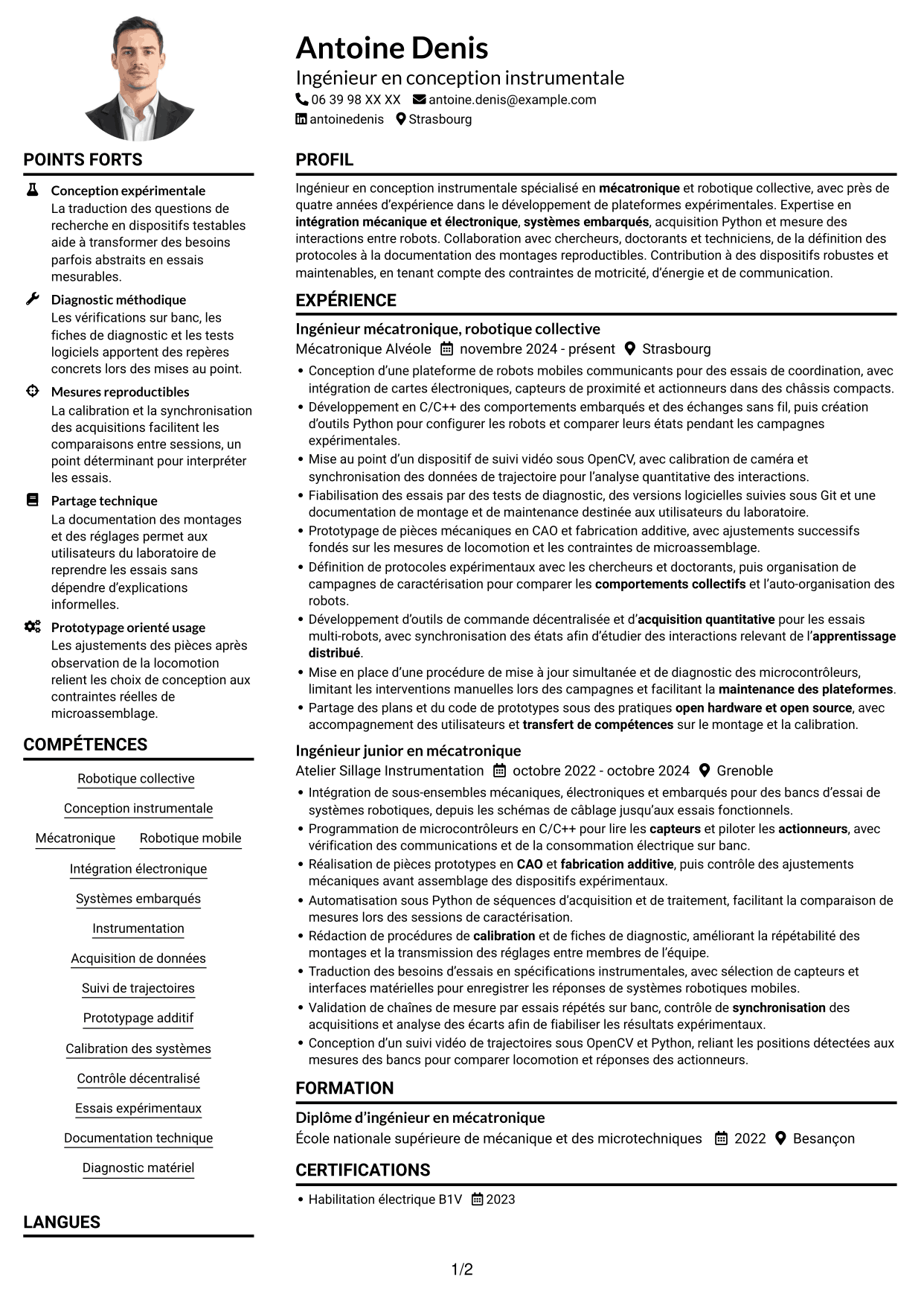Exemple de CV — page 1
