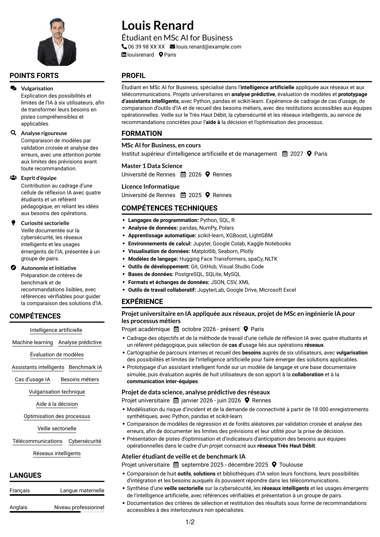 Exemple de CV — page 1