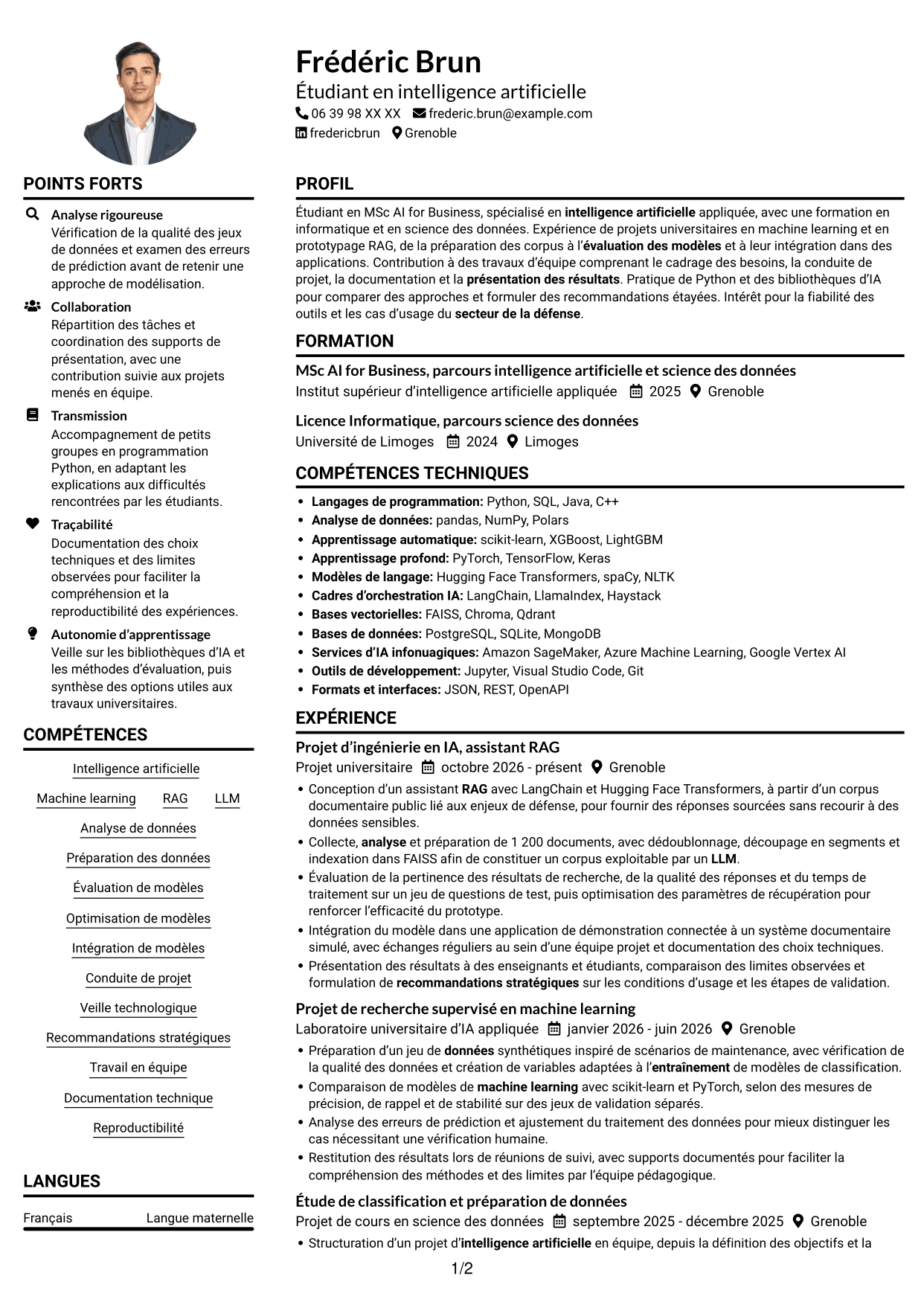 Exemple de CV — page 1