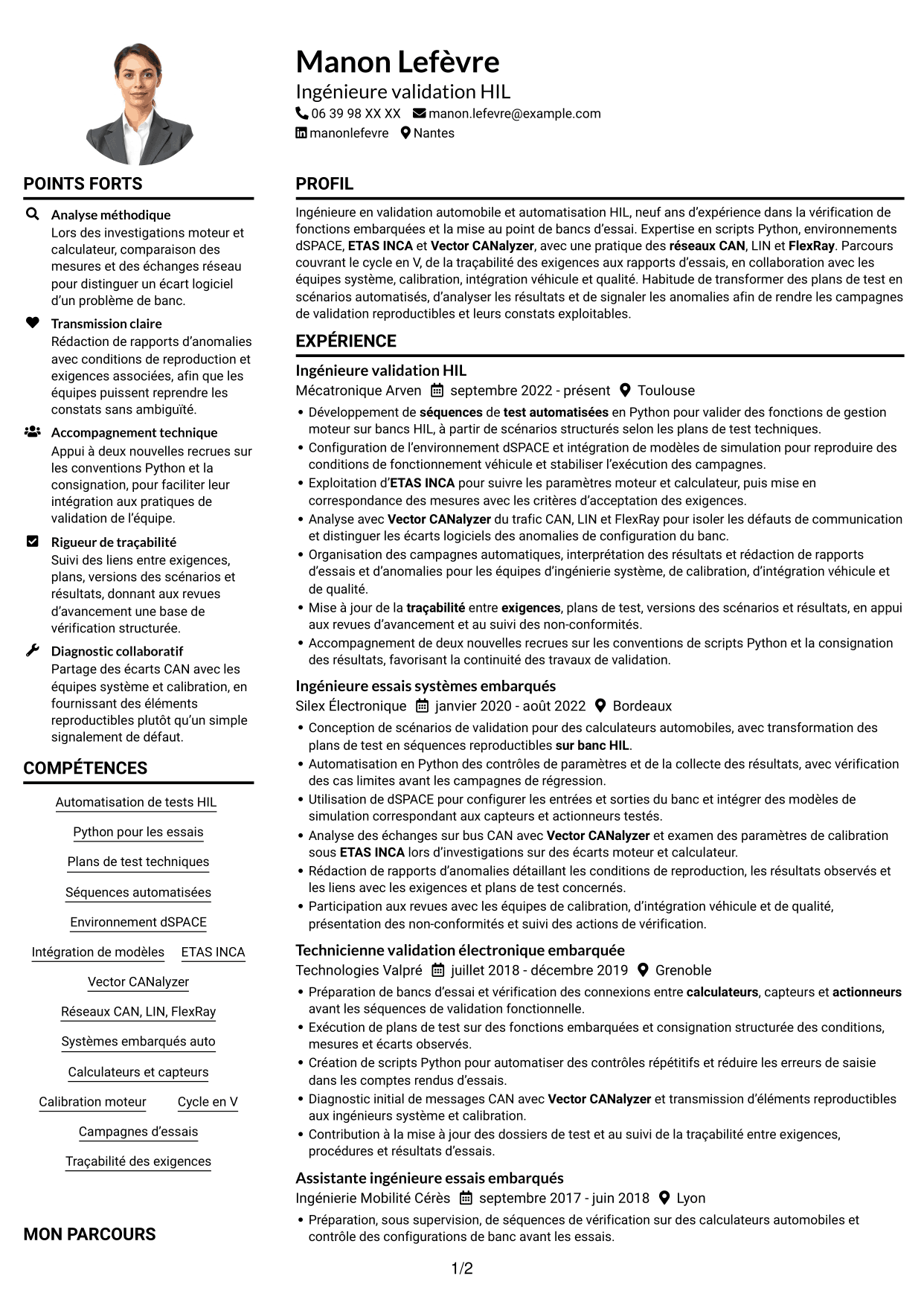 Exemple de CV — page 1
