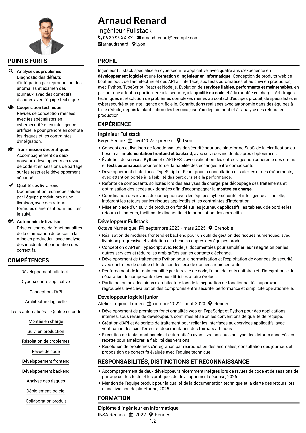 Exemple de CV — page 1