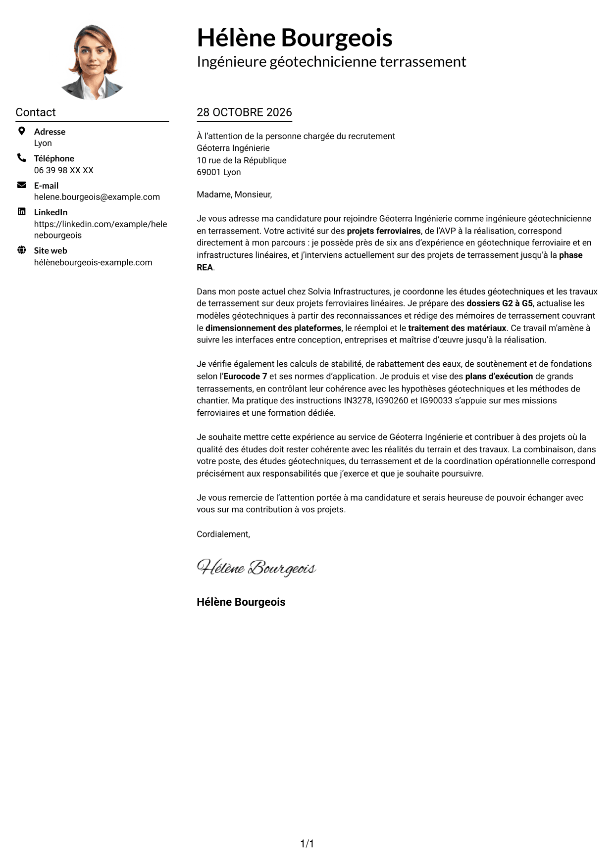 Exemple de lettre de motivation — page 1