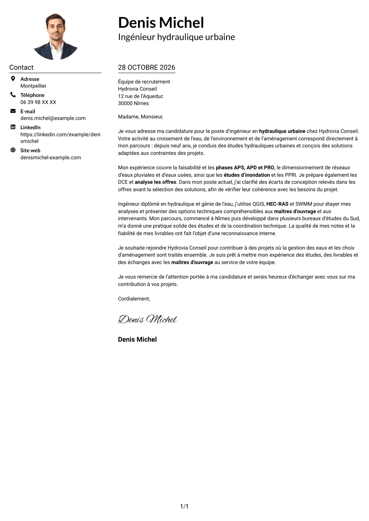 Exemple de lettre de motivation — page 1