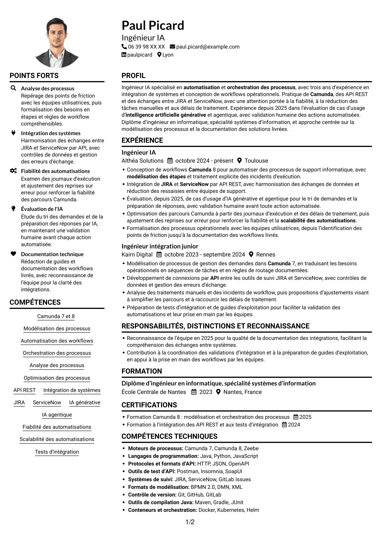 Exemple de CV — page 1