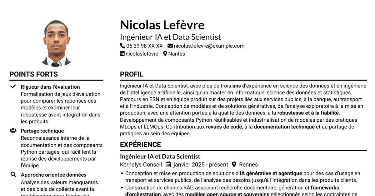 7 modèles de CV pour Ingénieur IA - Data Scientist, avec exemples