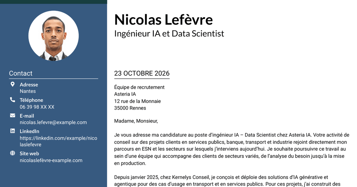 7 modèles de lettre de motivation pour Ingénieur IA - Data Scientist, avec exemples