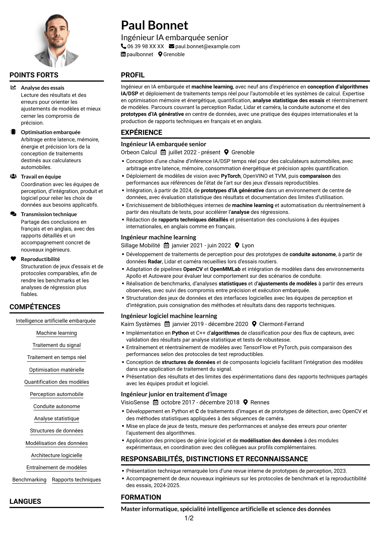 Exemple de CV — page 1