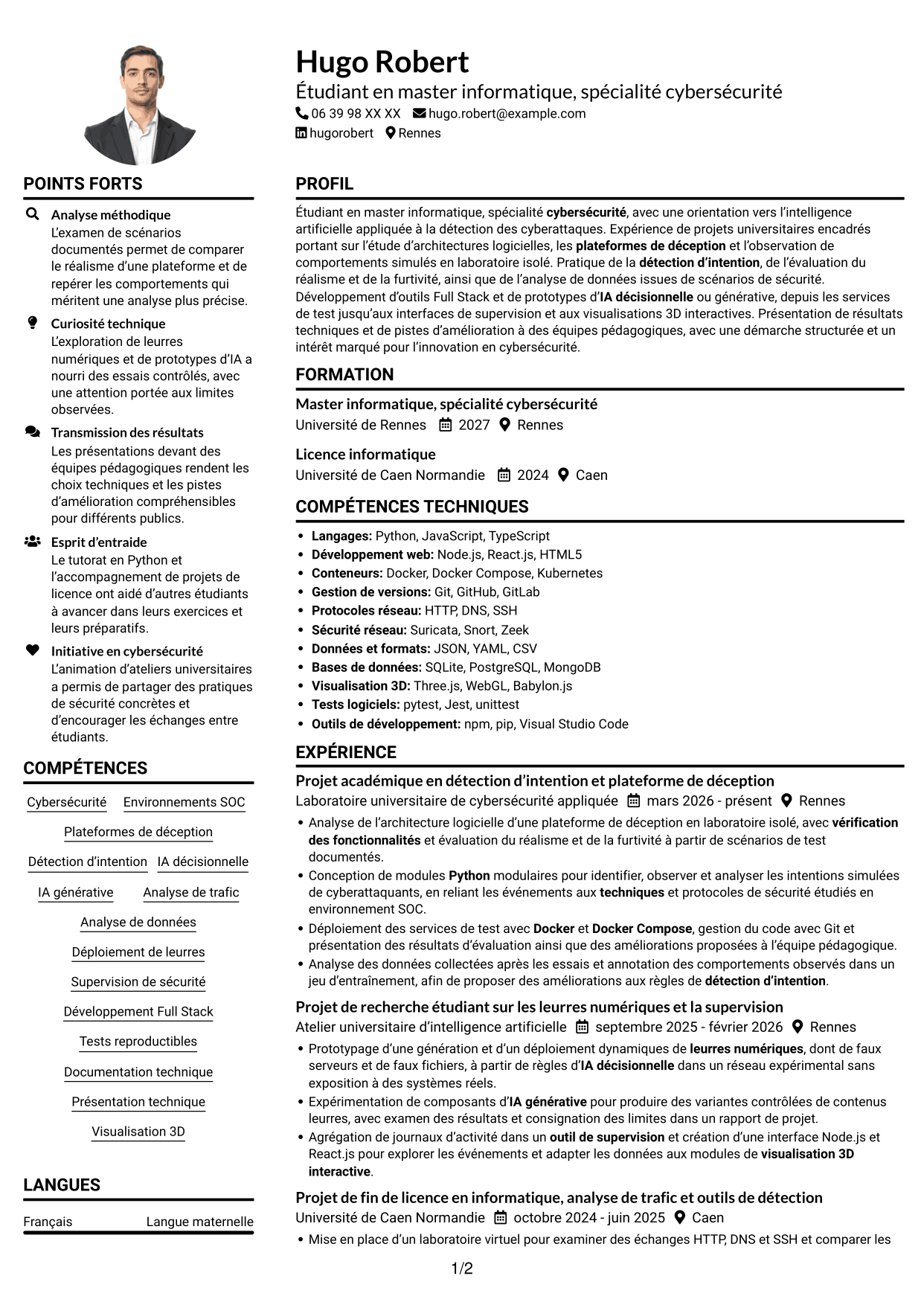 Exemple de CV — page 1