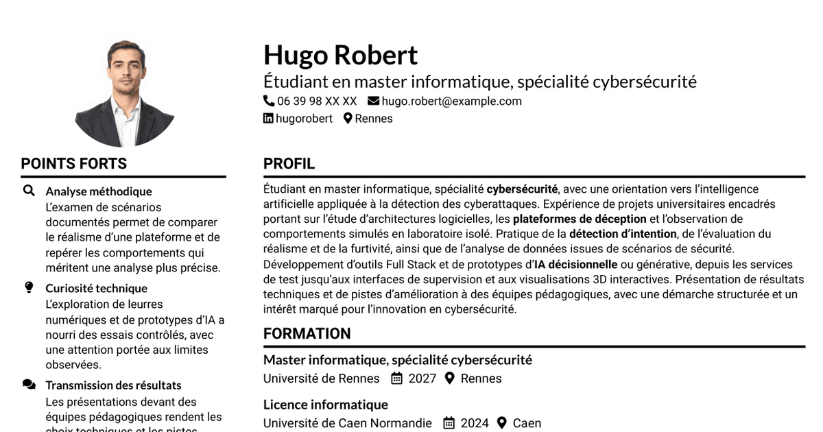 7 modèles de CV pour Ingénieur IA en cybersécurité, avec exemples
