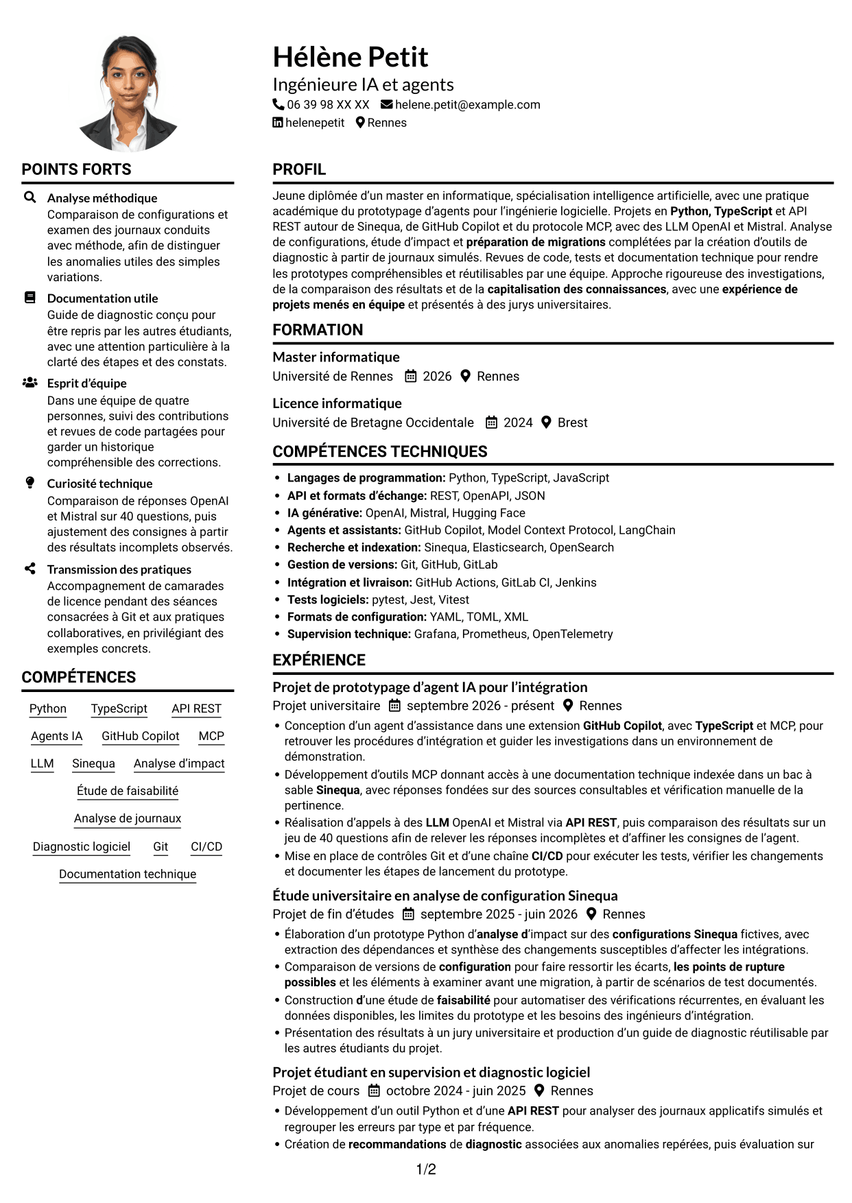 Exemple de CV — page 1