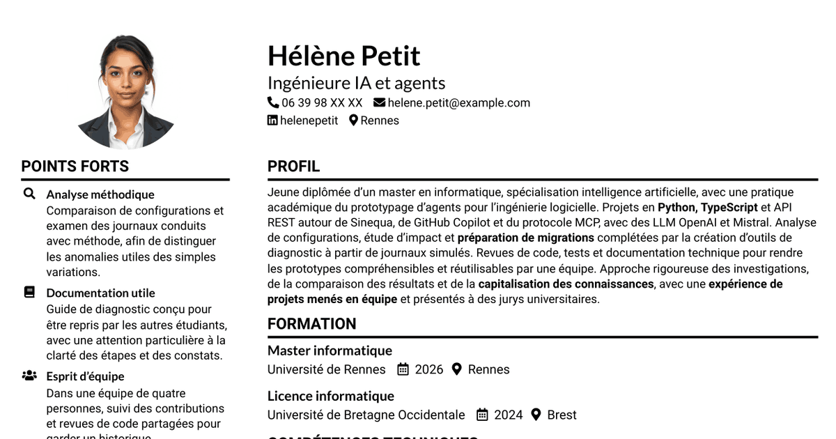 7 modèles de CV pour Ingénieur IA et Agents, avec exemples