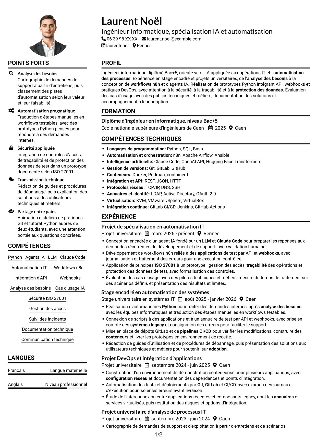 Exemple de CV — page 1