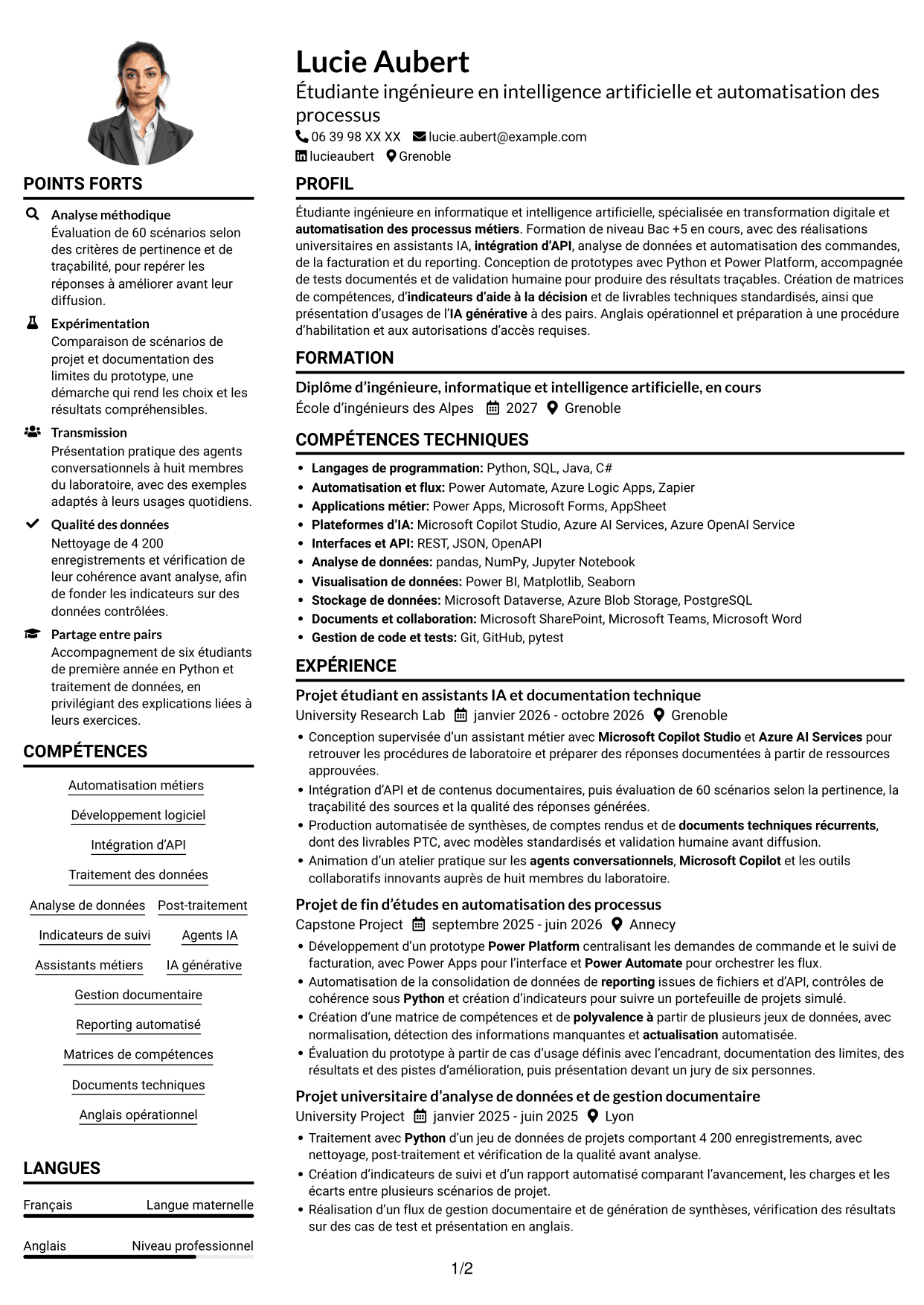 Exemple de CV — page 1