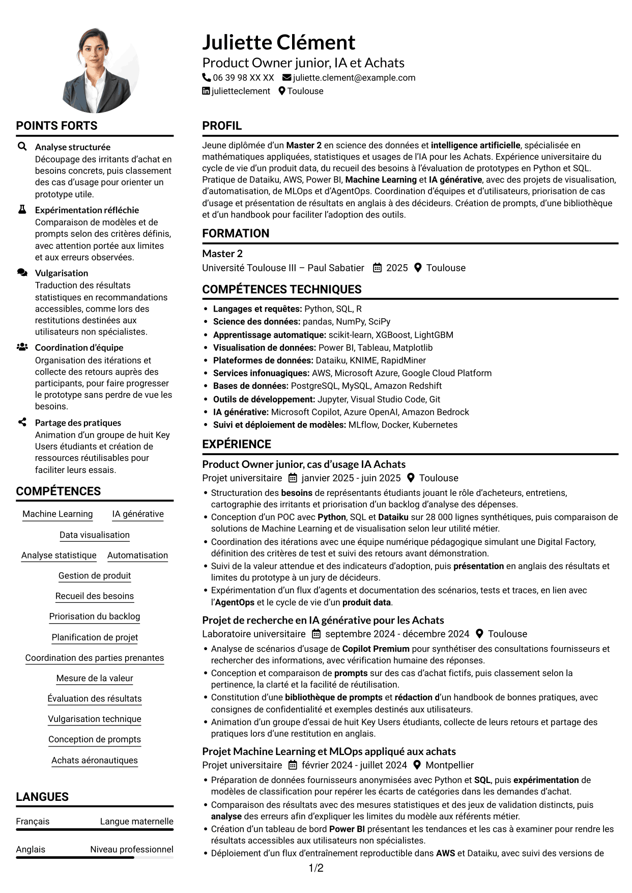 Exemple de CV — page 1