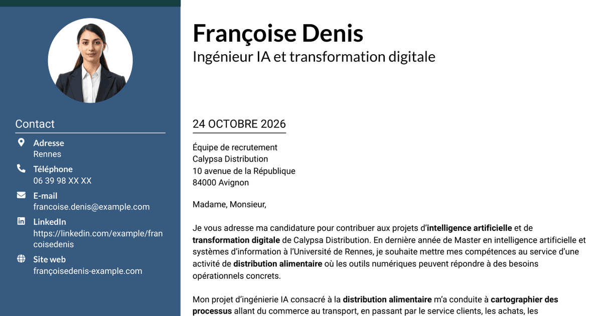 7 modèles de lettre de motivation pour Ingénieur IA et transformation digitale, avec exemples