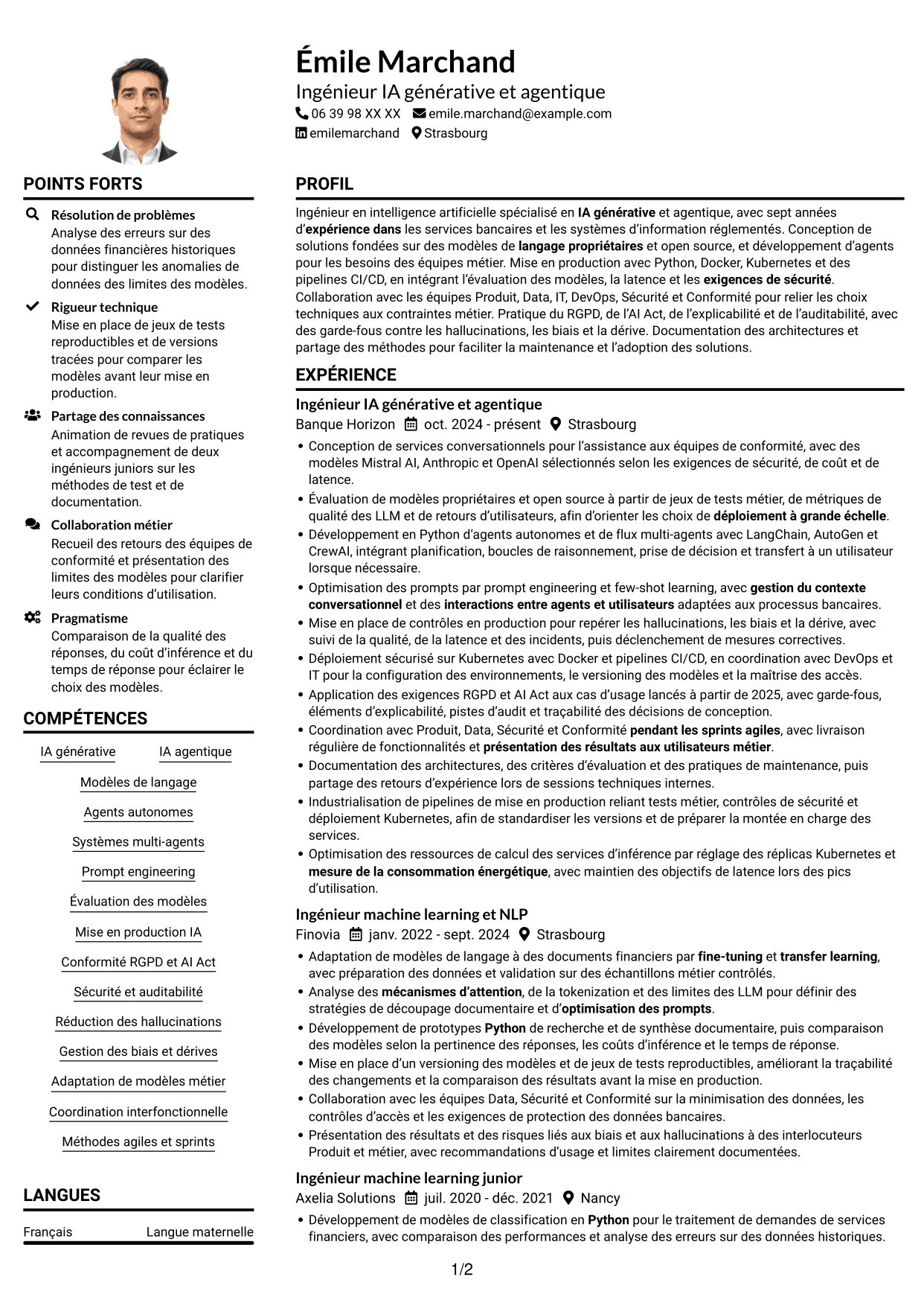 Ingénieur IA - IA générative et agentique CV, page 1
