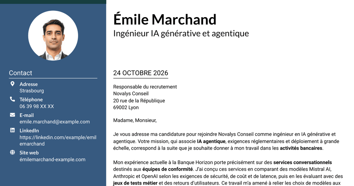 7 modèles de lettre de motivation pour Ingénieur IA - IA générative et agentique, avec exemples
