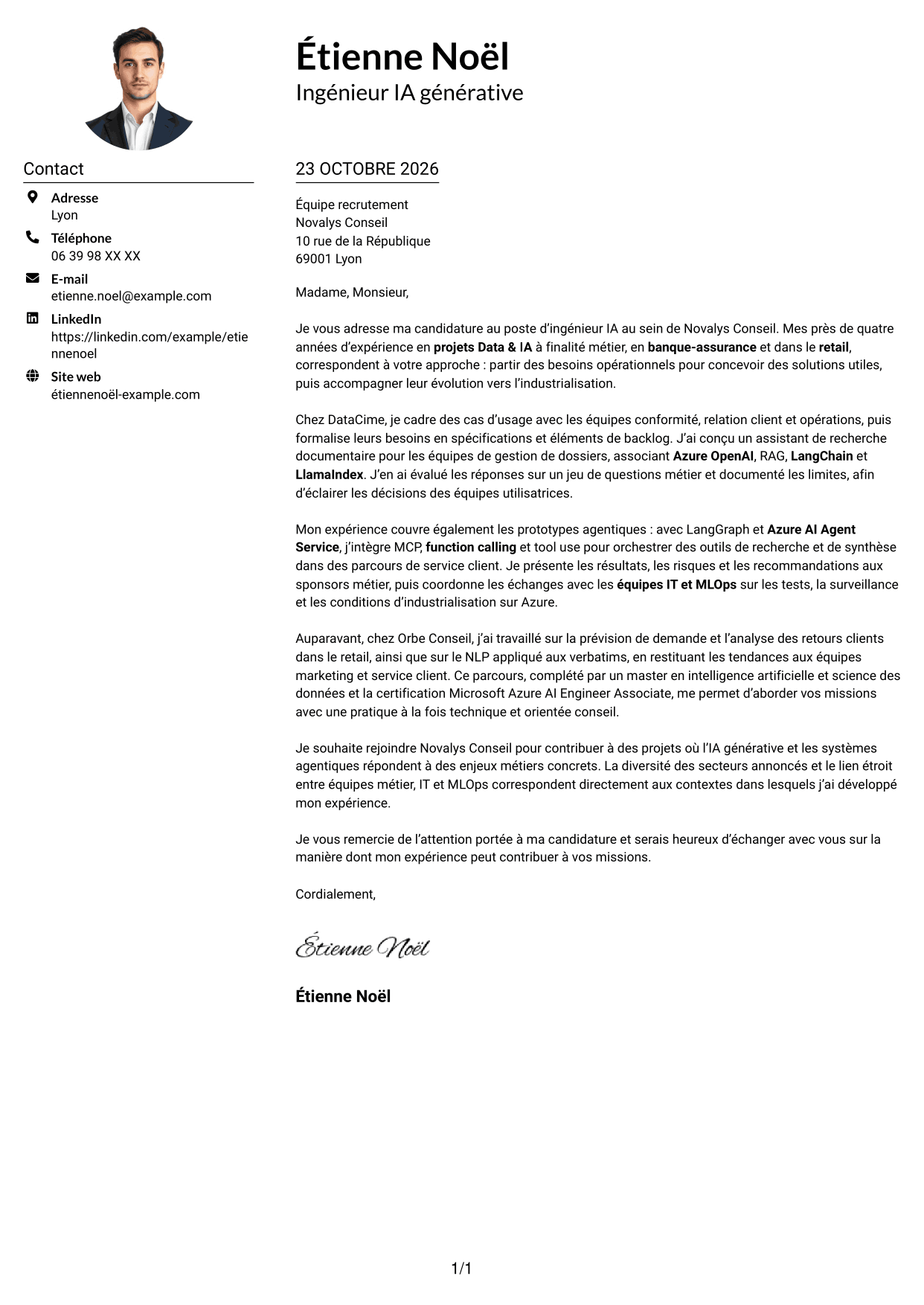 Exemple de lettre de motivation — page 1