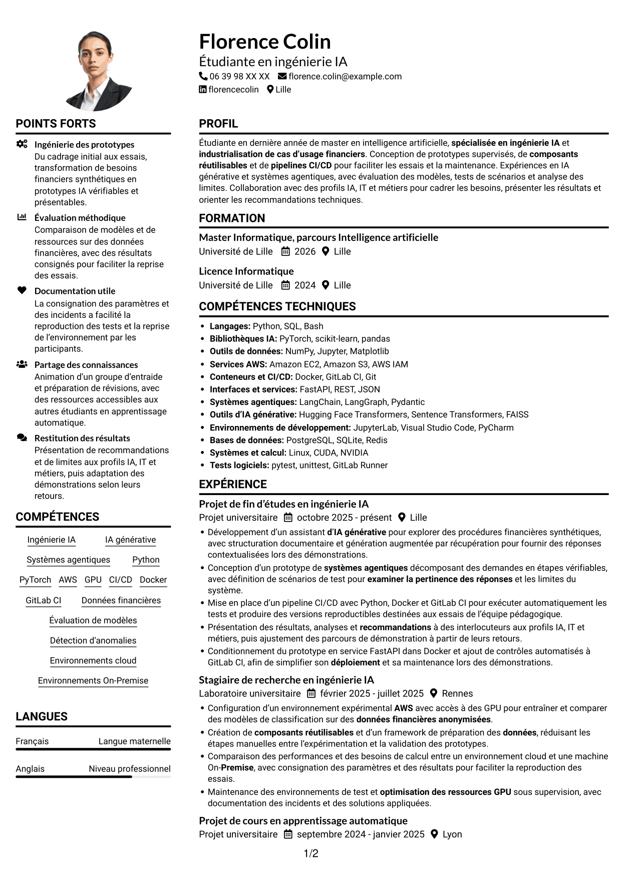 Exemple de CV — page 1