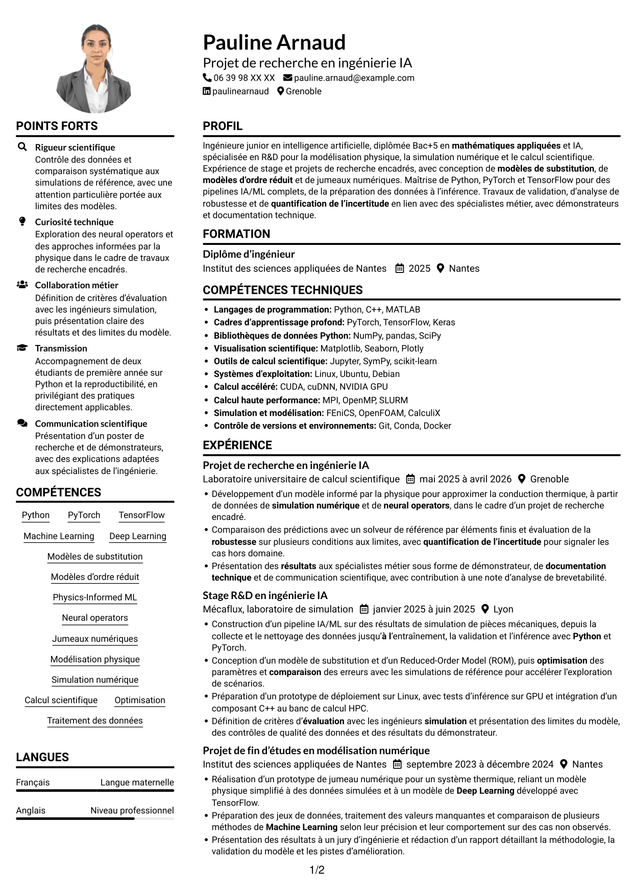 Exemple de CV — page 1