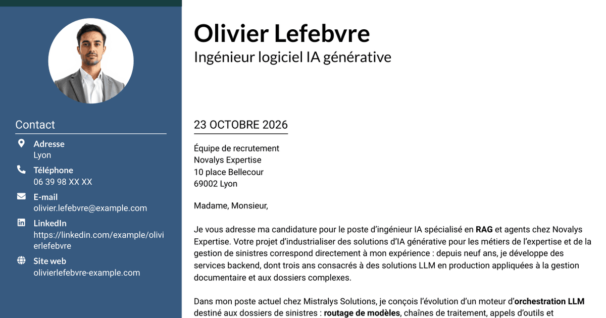 7 modèles de lettre de motivation pour Ingénieur IA - RAG et agents, avec exemples