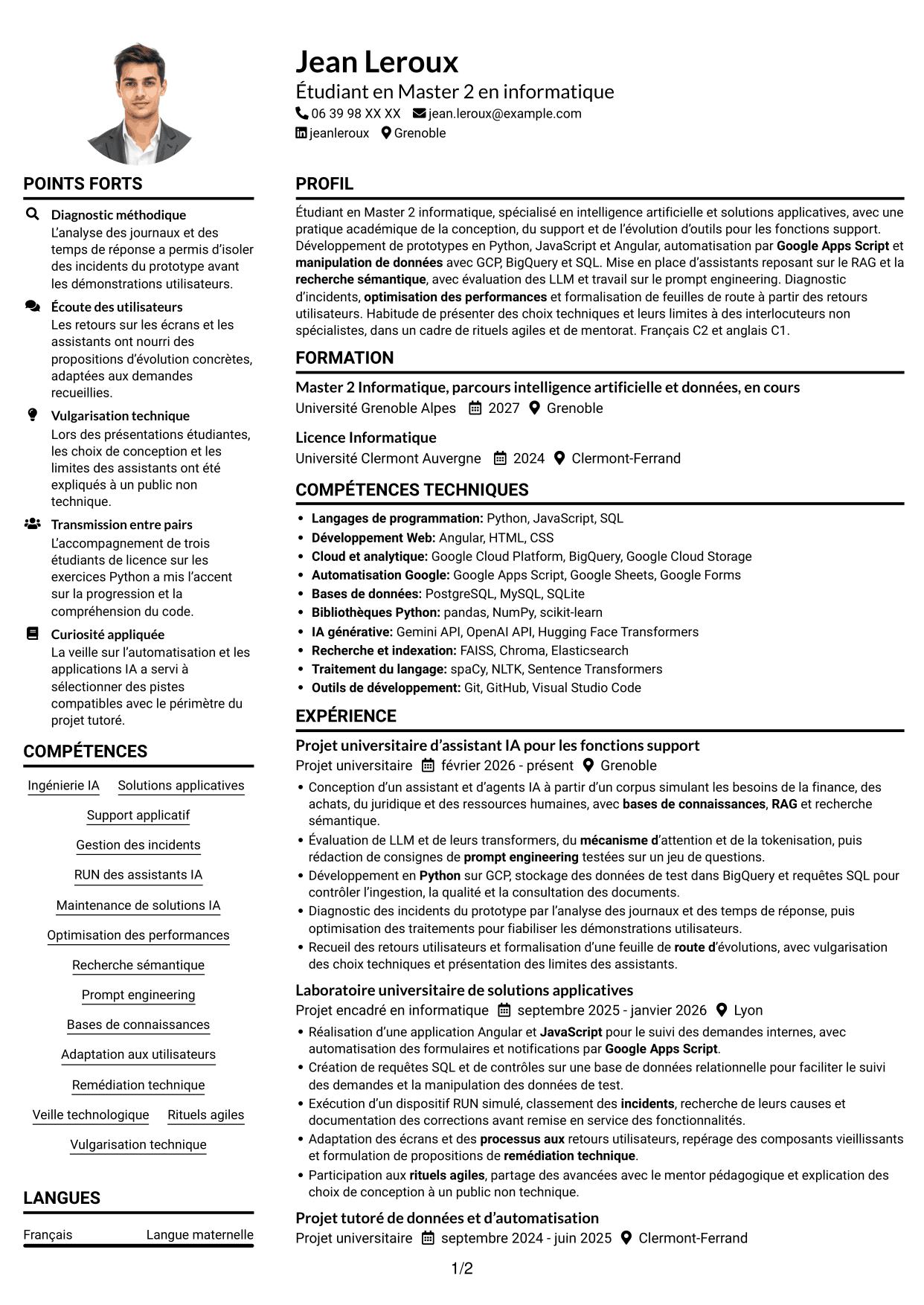 Exemple de CV — page 1