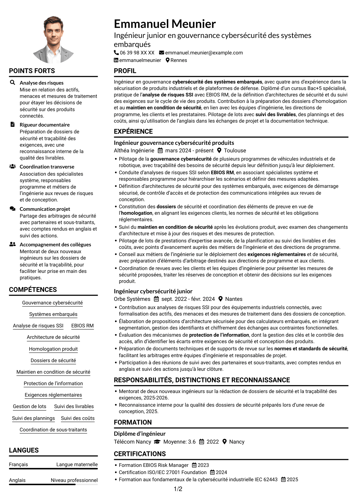 Exemple de CV — page 1