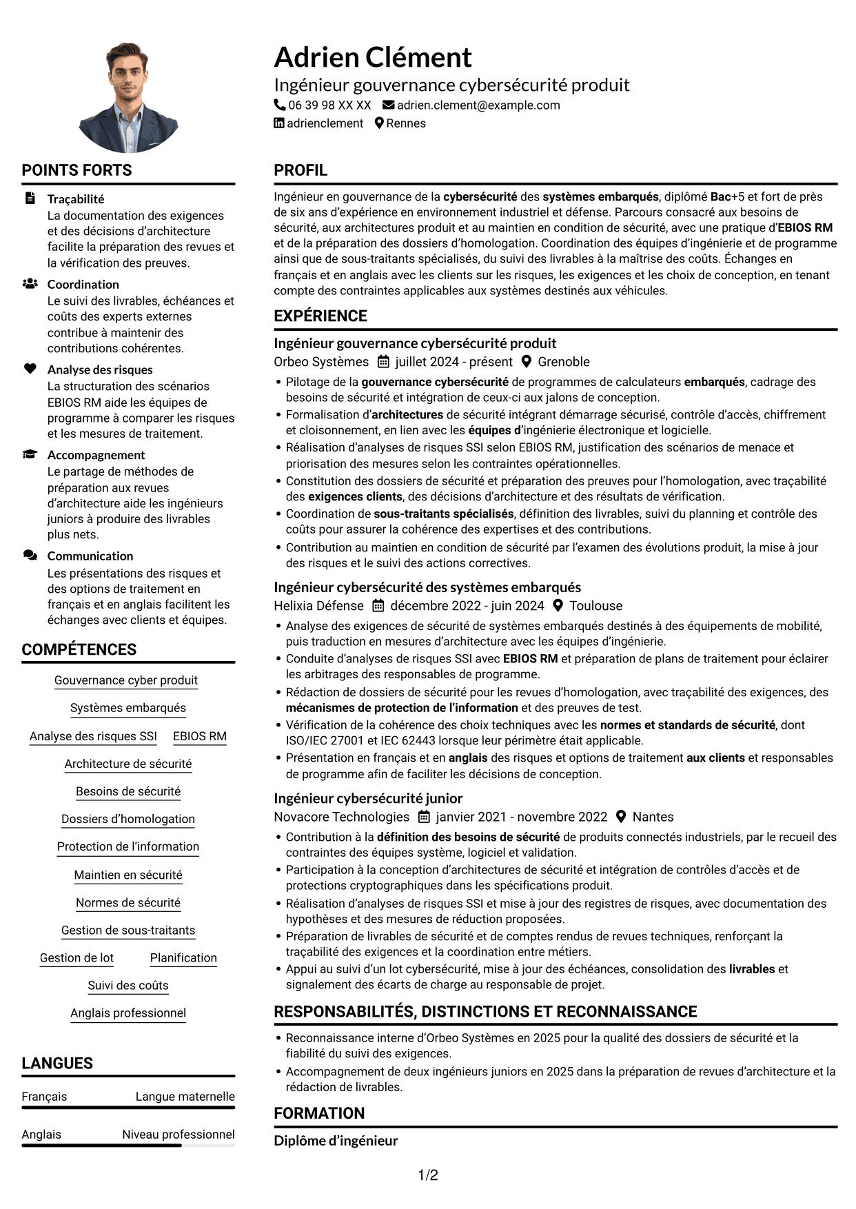 Exemple de CV — page 1