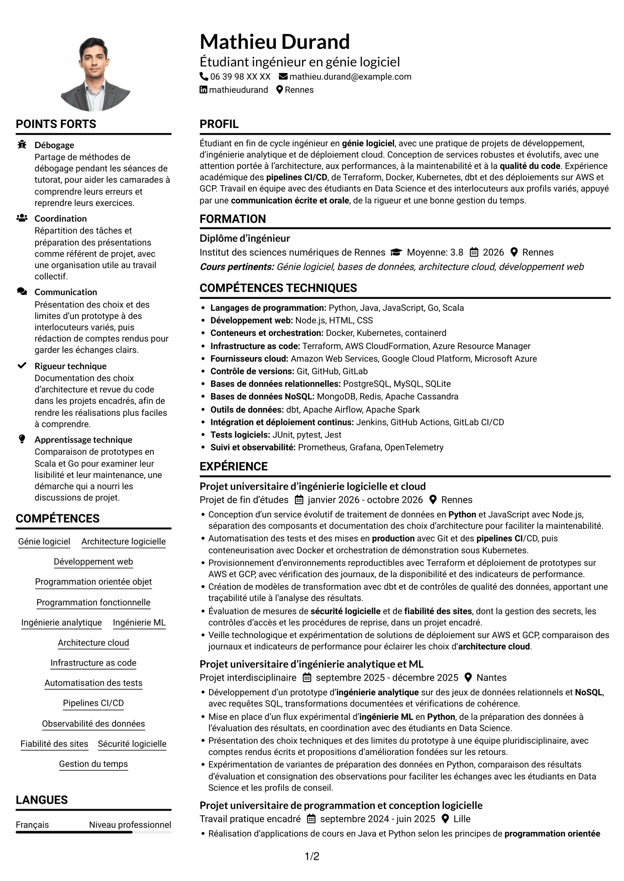 Exemple de CV — page 1