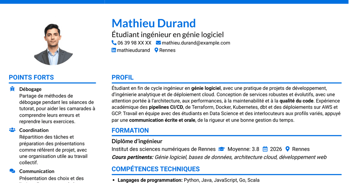 7 modèles de CV pour Ingénieur logiciel - Cloud et DevOps, avec exemples