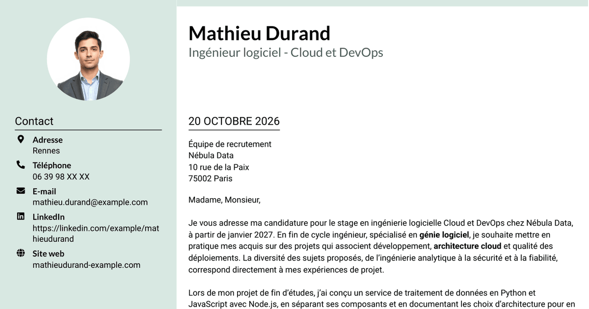 7 modèles de lettre de motivation pour Ingénieur logiciel - Cloud et DevOps, avec exemples