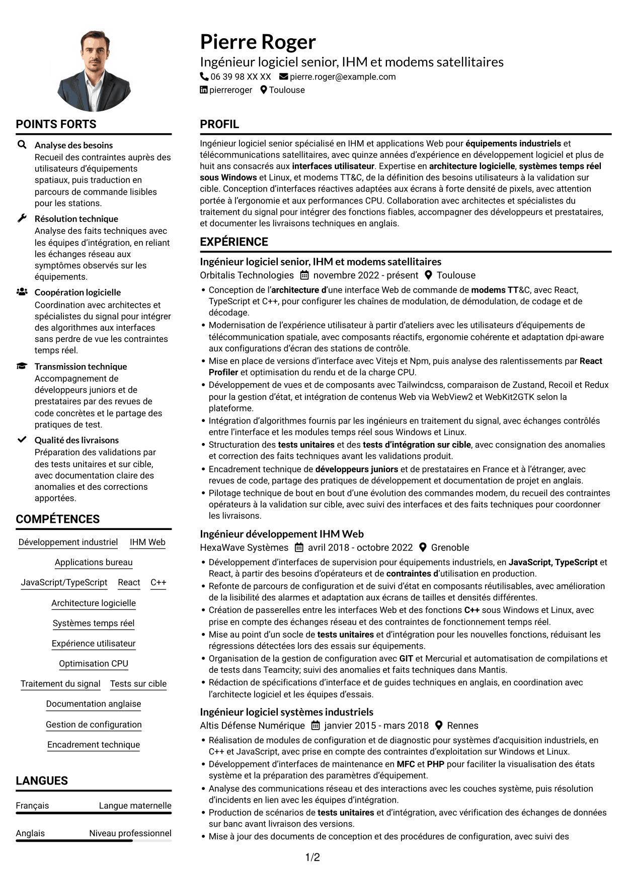 Exemple de CV — page 1
