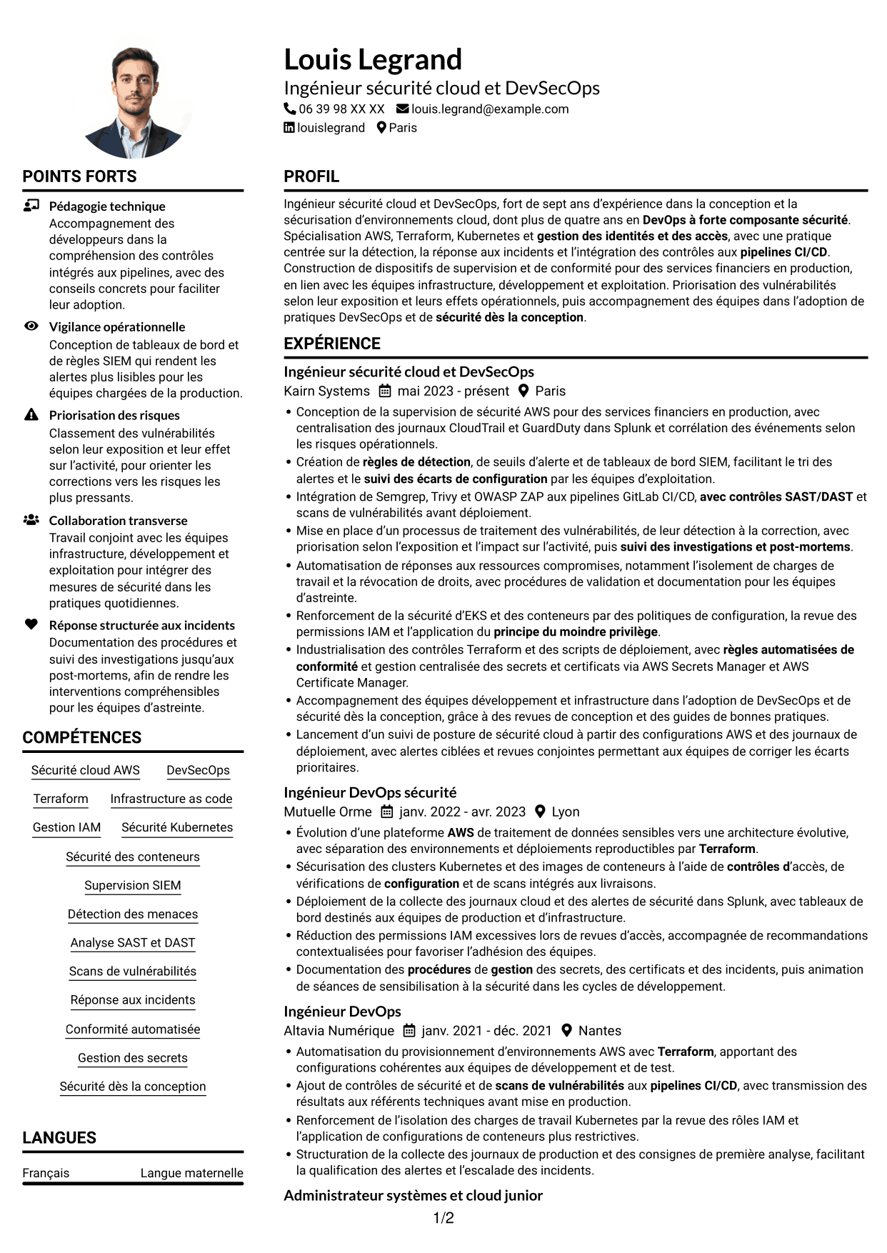 Exemple de CV — page 1