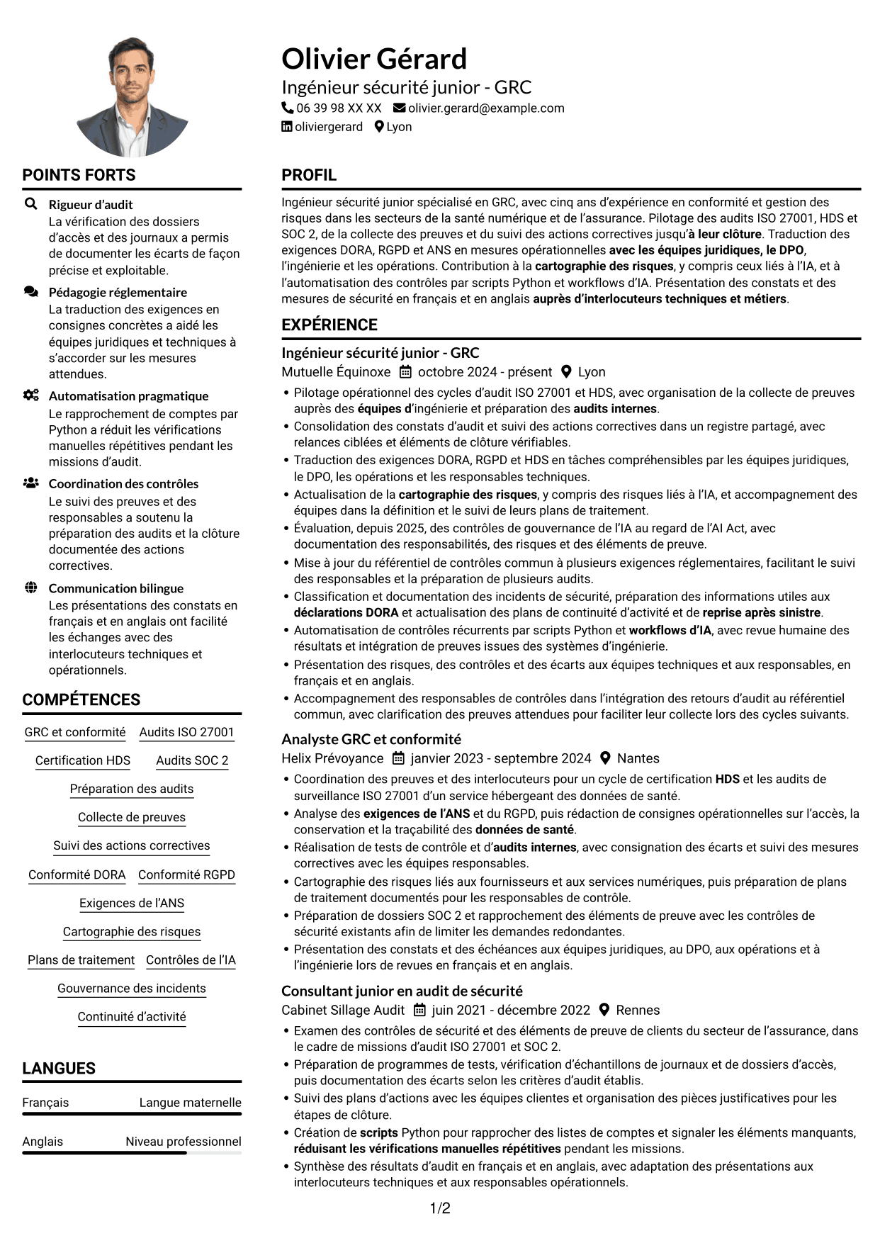 Exemple de CV — page 1