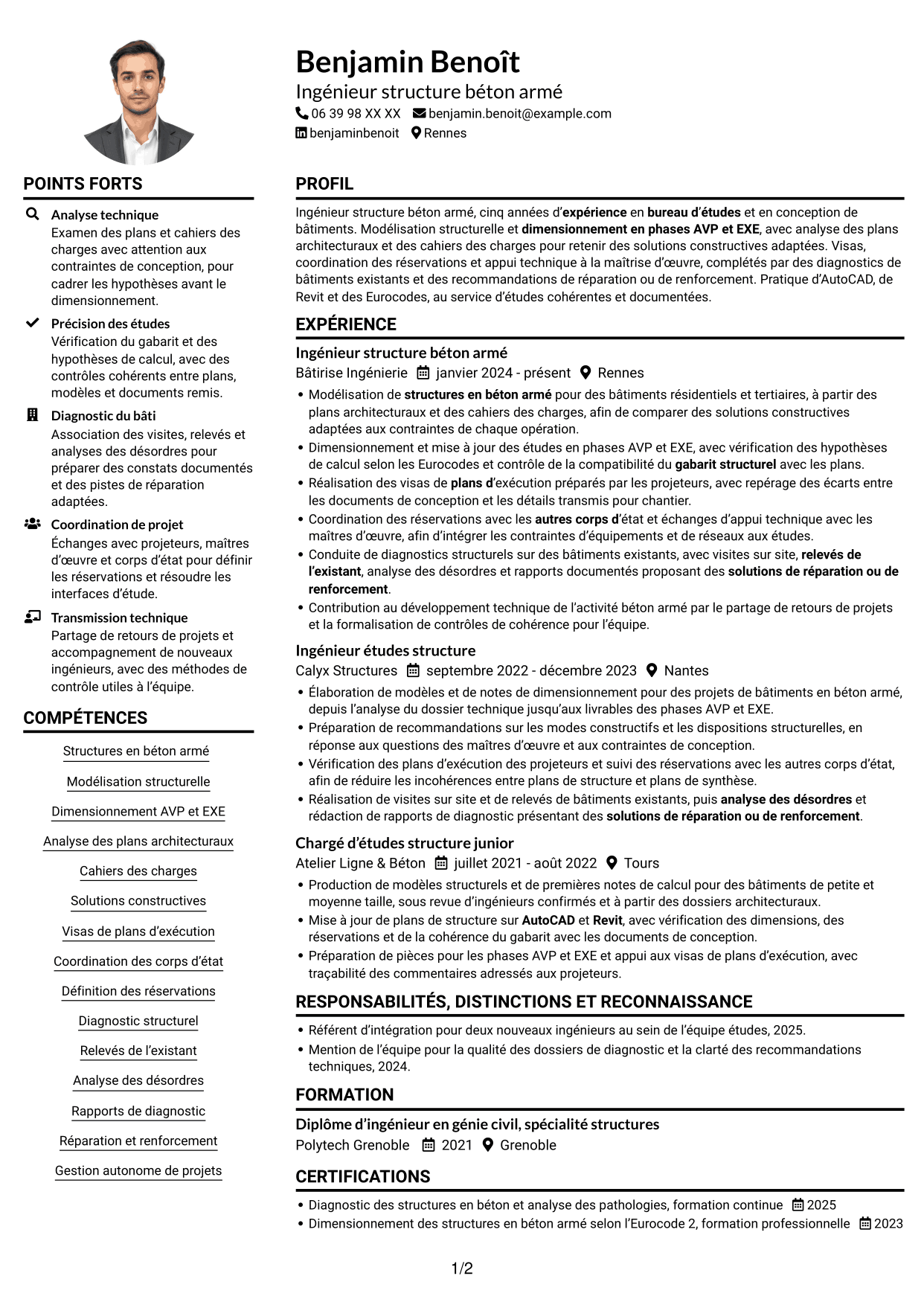 Exemple de CV — page 1
