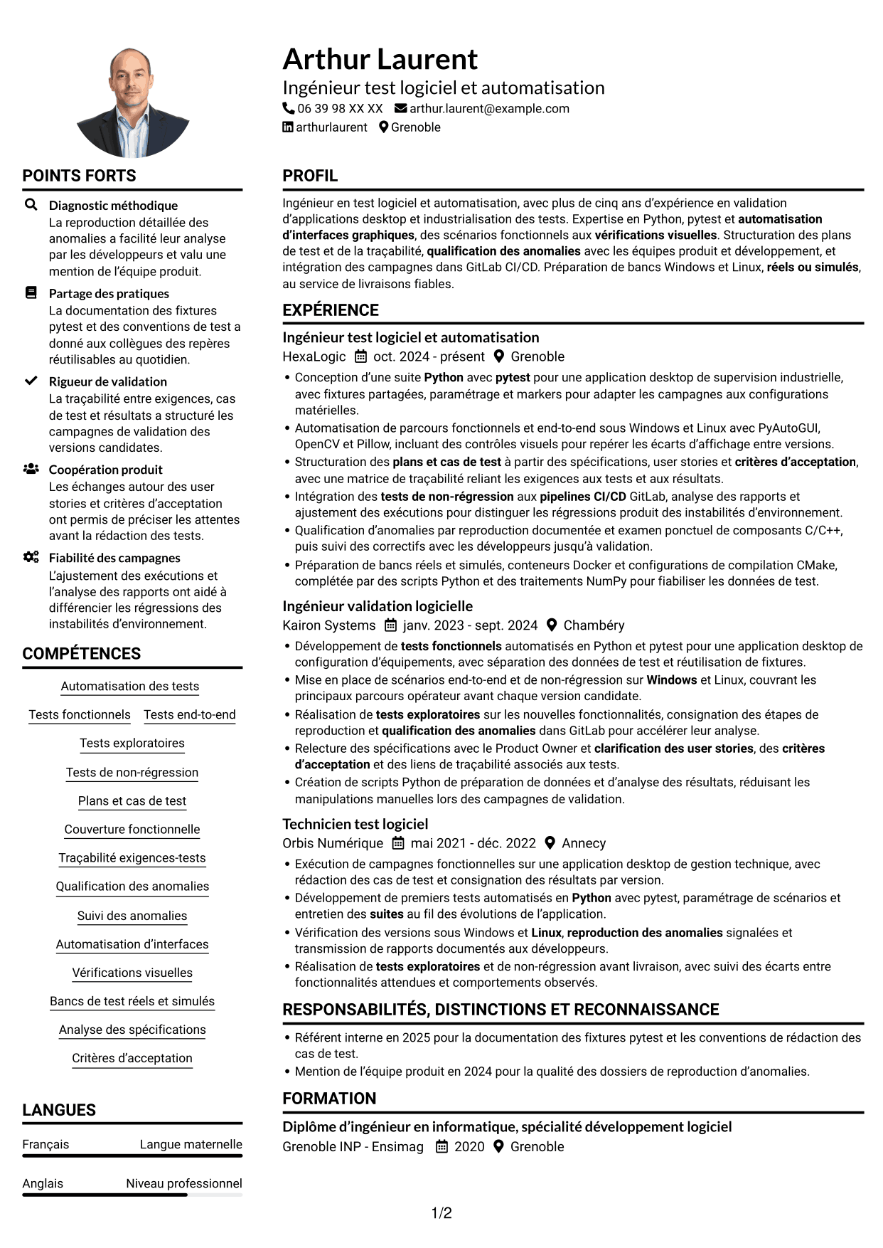 Exemple de CV — page 1