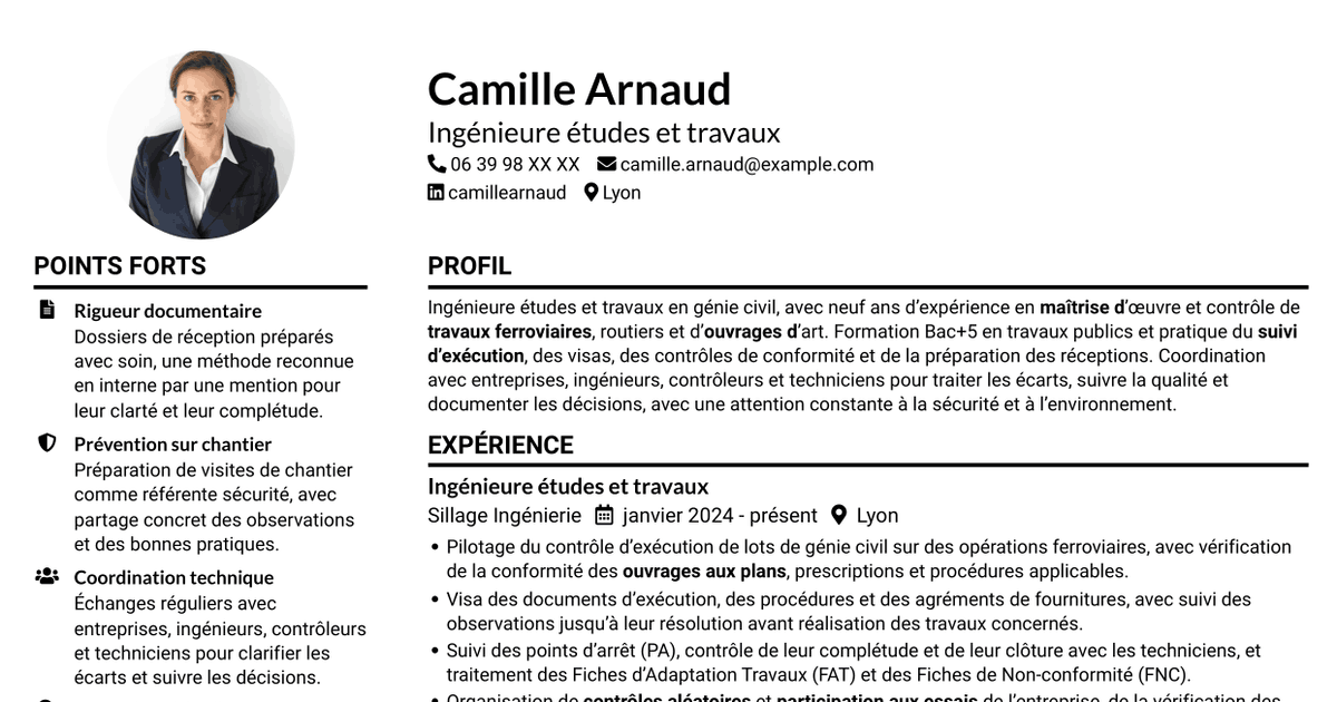 7 modèles de CV pour Ingénieur études et travaux - Infrastructures ferroviaires, avec exemples