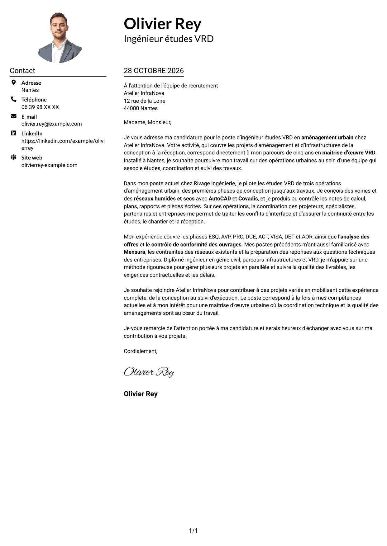 Exemple de lettre de motivation — page 1