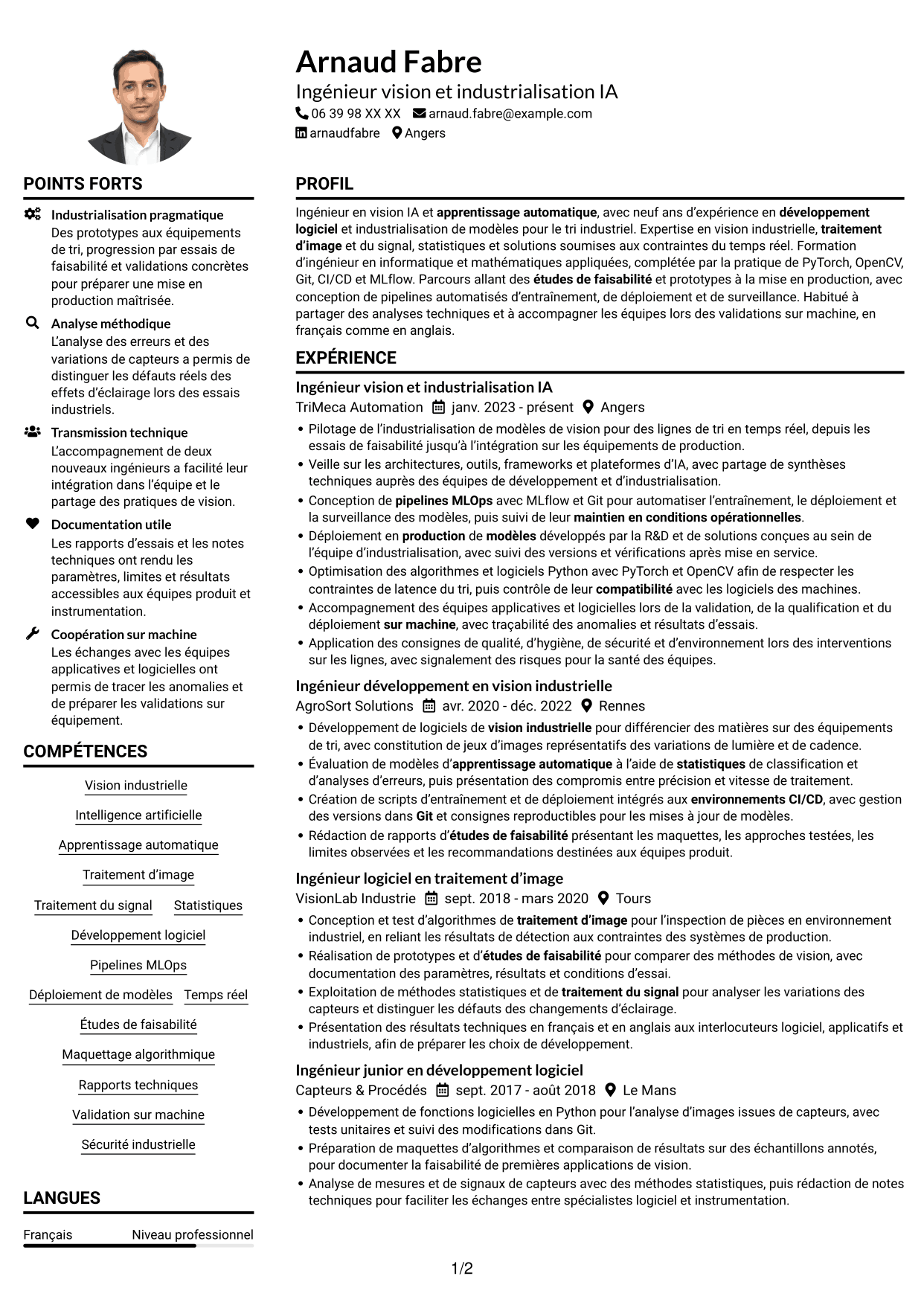 Exemple de CV — page 1