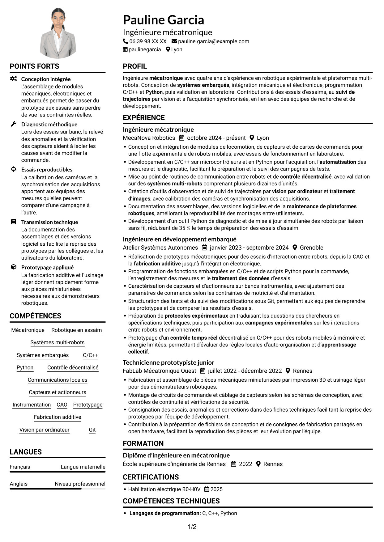 Exemple de CV — page 1