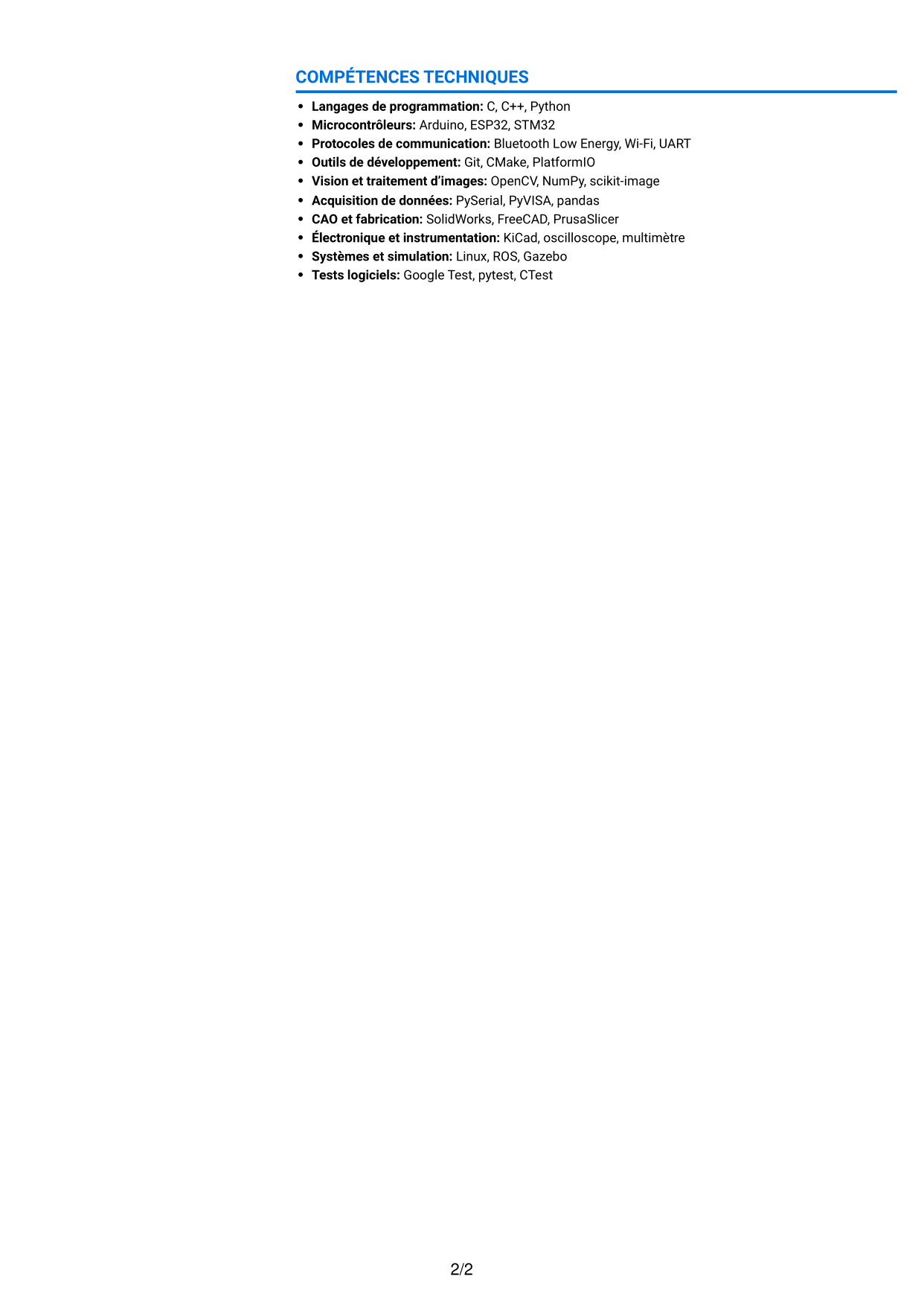 CV Audacieux (format à deux colonnes avec accents colorés et photo) : Ingénieure en mécatronique - Robotique en essaim et apprentissage collectif, page 2