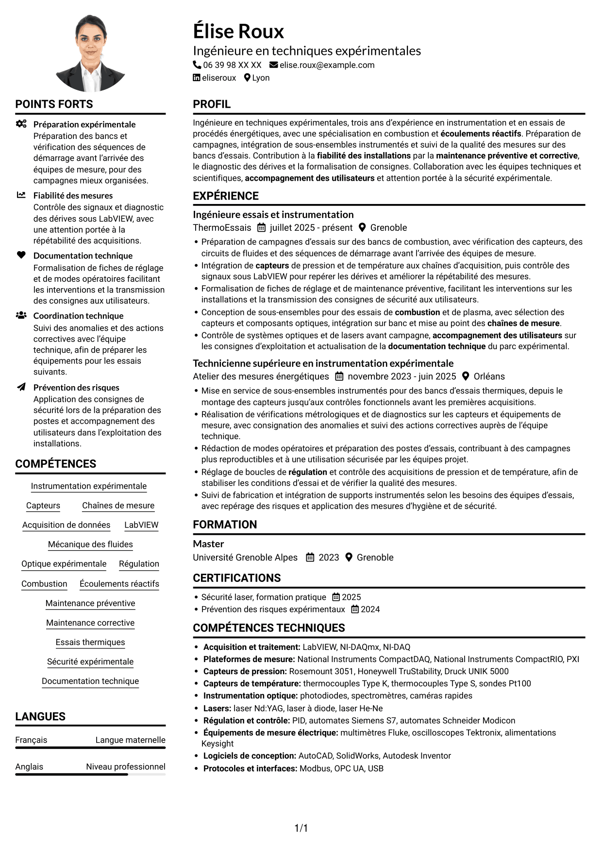 Exemple de CV — page 1