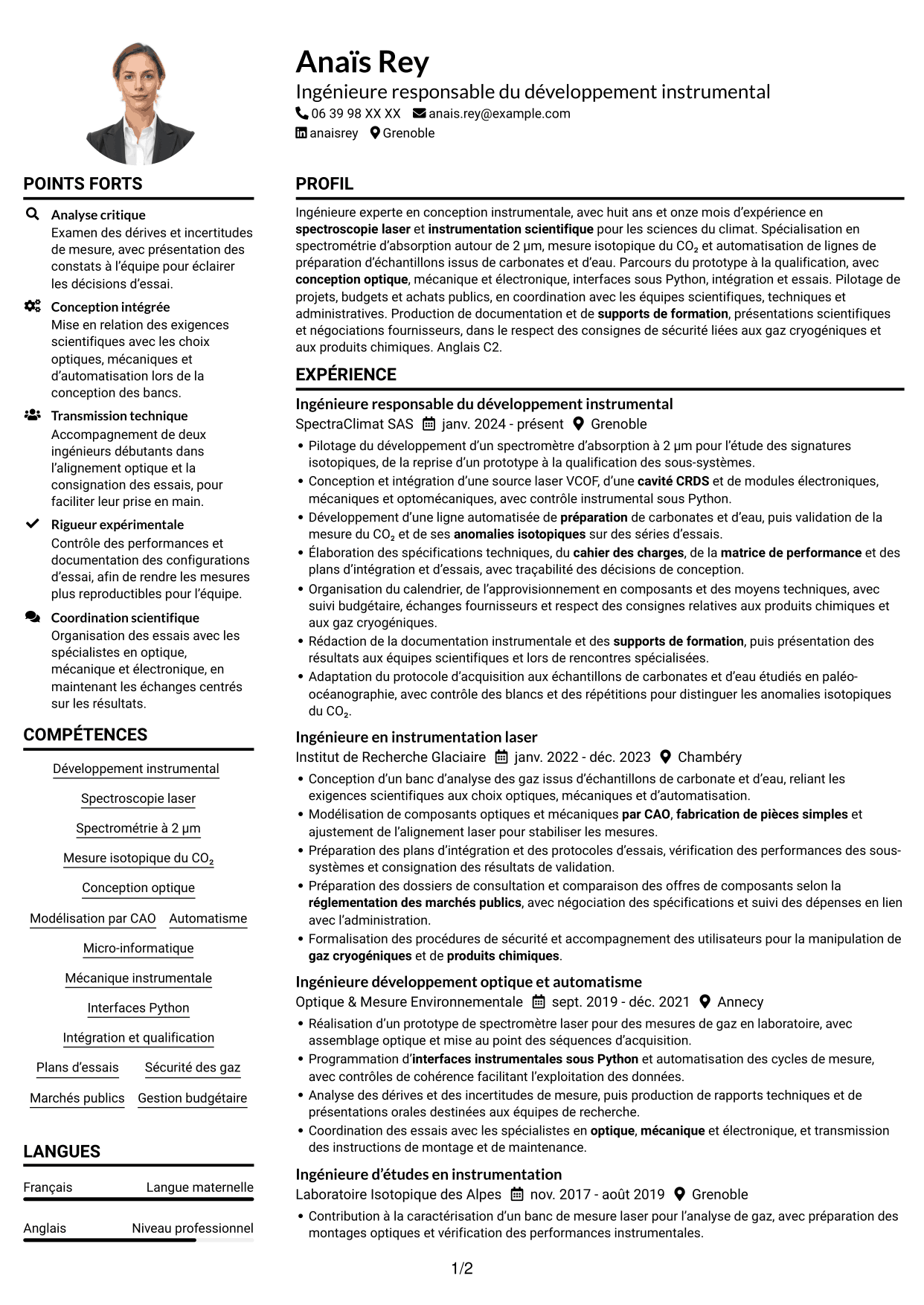 Exemple de CV — page 1